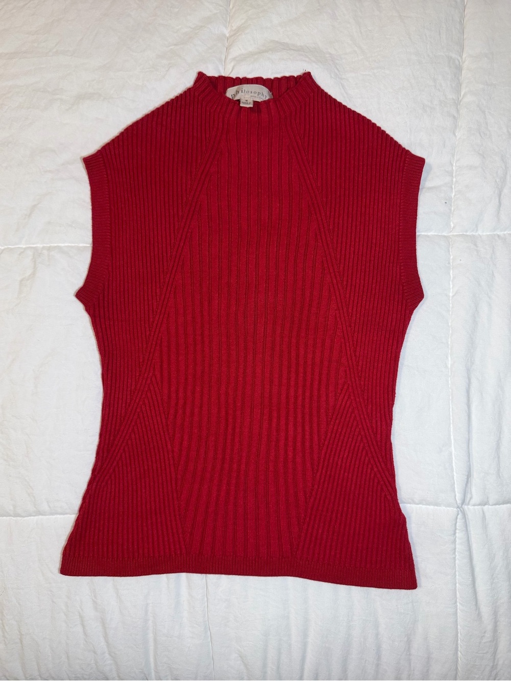 Philosophy Red Sleeveless Mock Neck Ribbed Knit top Small